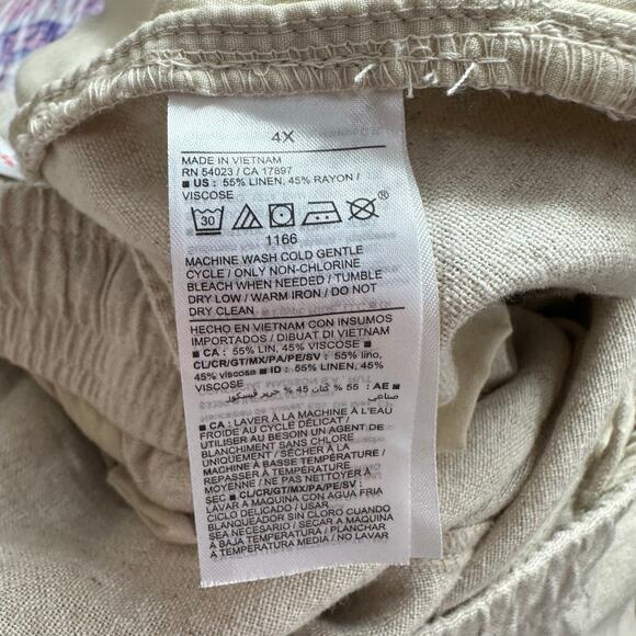Old Navy Pants Womens 4X High-Waisted Linen Blend Wide Leg Natural Plus Comfort - Picture 6 of 7